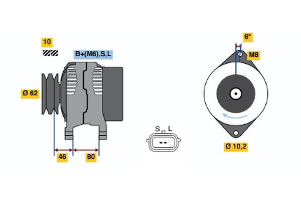 Bosch Alternator/Dynamo 0 986 044 051