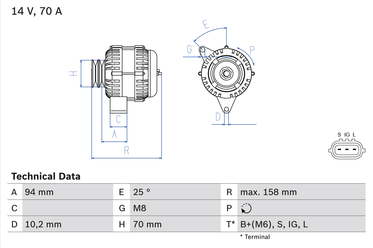 Bosch Alternator/Dynamo 0 986 045 891
