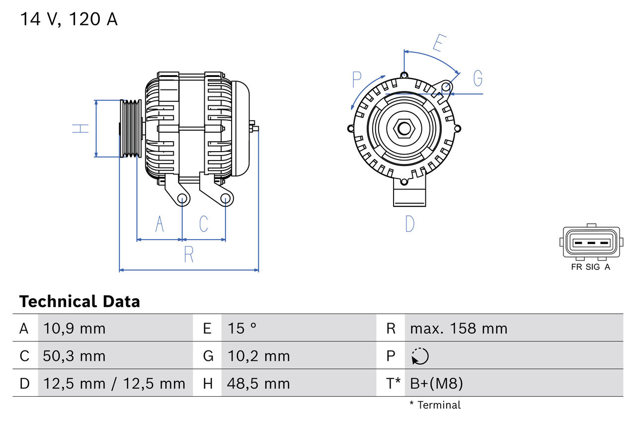 Bosch Alternator/Dynamo 0 986 082 100