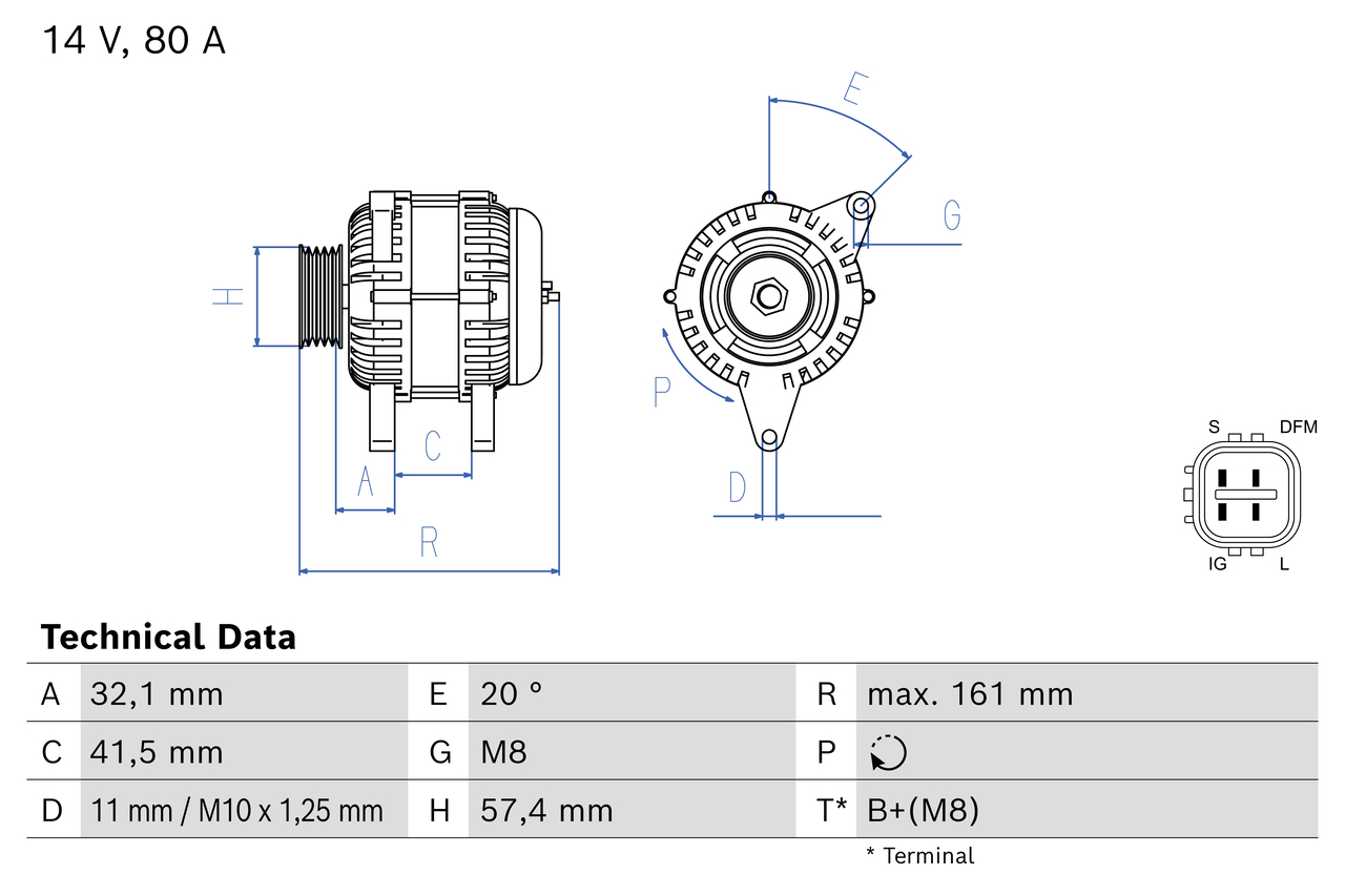 Bosch Alternator/Dynamo 0 986 086 490
