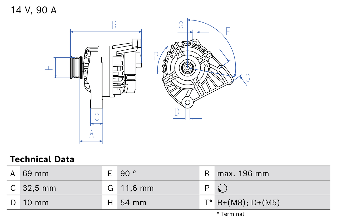 Bosch Alternator/Dynamo 0 986 086 870