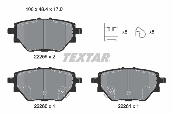 Textar Remblokkenset, schijfrem 2225901