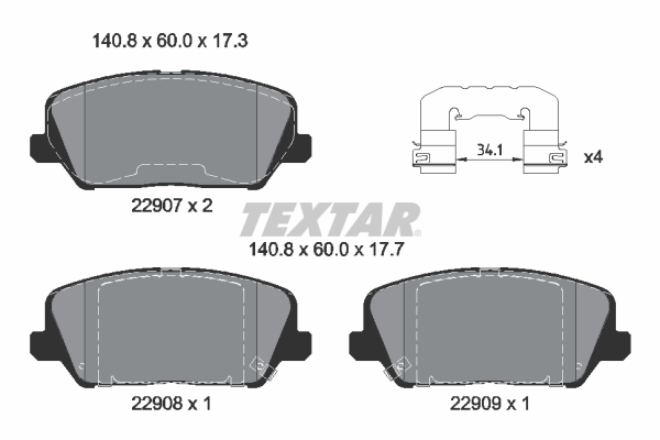 Textar Remblokkenset, schijfrem 2290701
