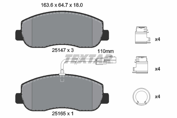 Textar Remblokkenset, schijfrem 2514706