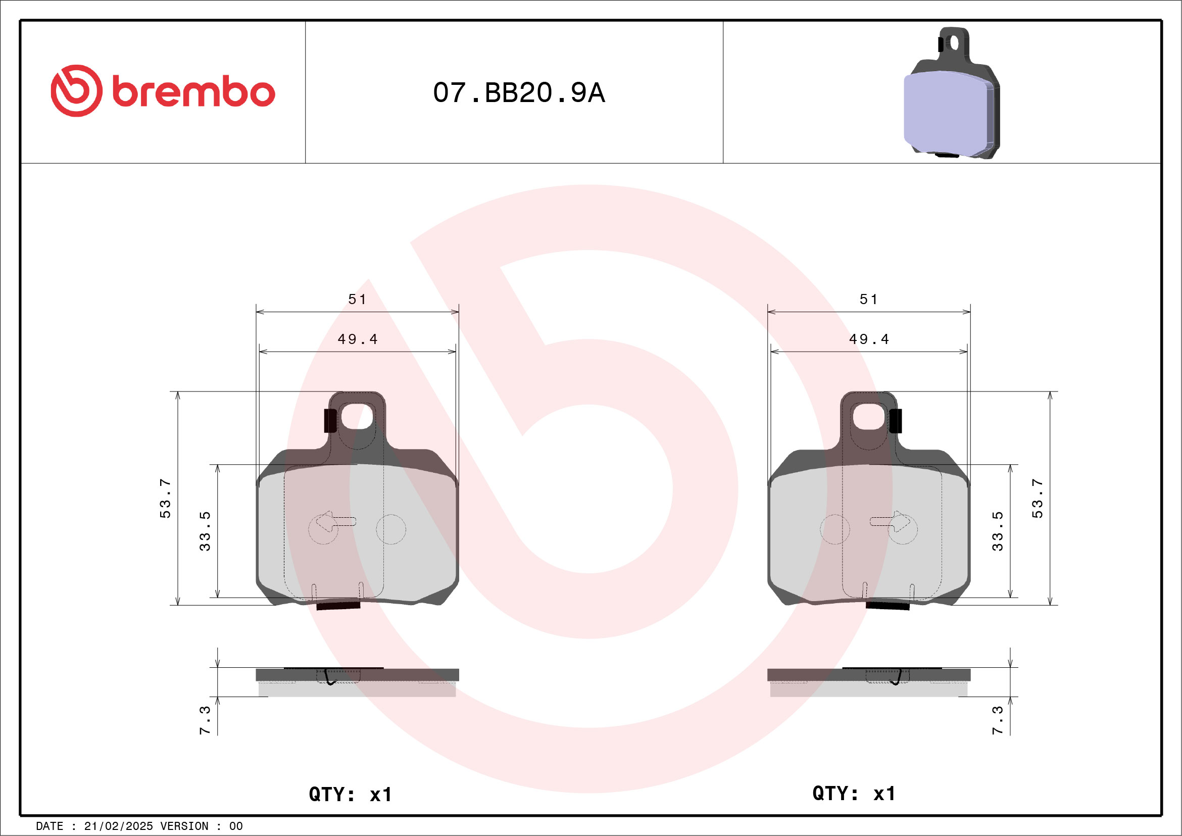 Brembo Remblokkenset, schijfrem 07BB209A