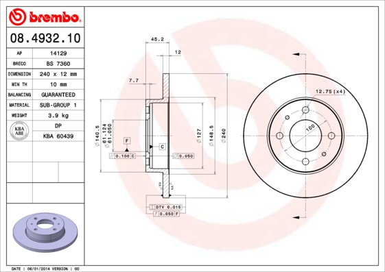 Brembo Remschijven 08.4932.10