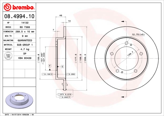 Brembo Remschijven 08.4994.10