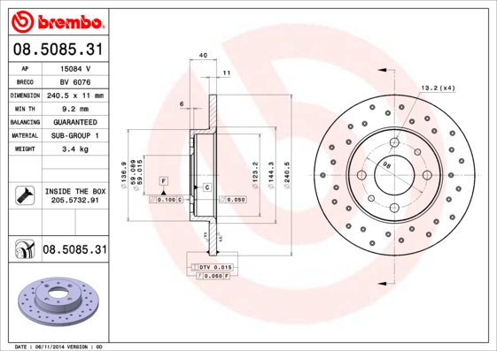 Brembo Remschijven 08.5085.31