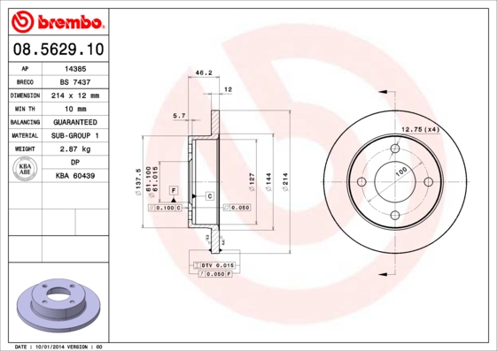 Brembo Remschijven 08.5629.10