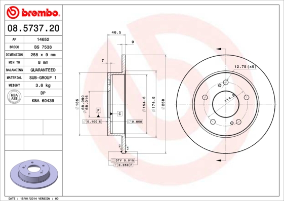 Brembo Remschijven 08.5737.20