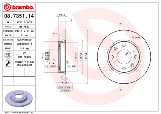 Brembo Remschijven 08.7351.14