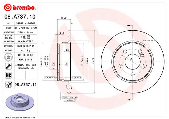 Brembo Remschijven 08.A737.11