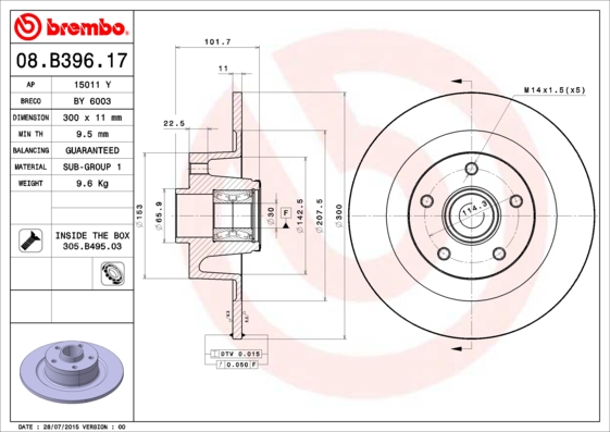 Brembo Remschijven 08.B396.17
