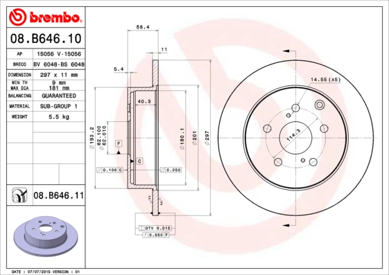 Brembo Remschijven 08.B646.11