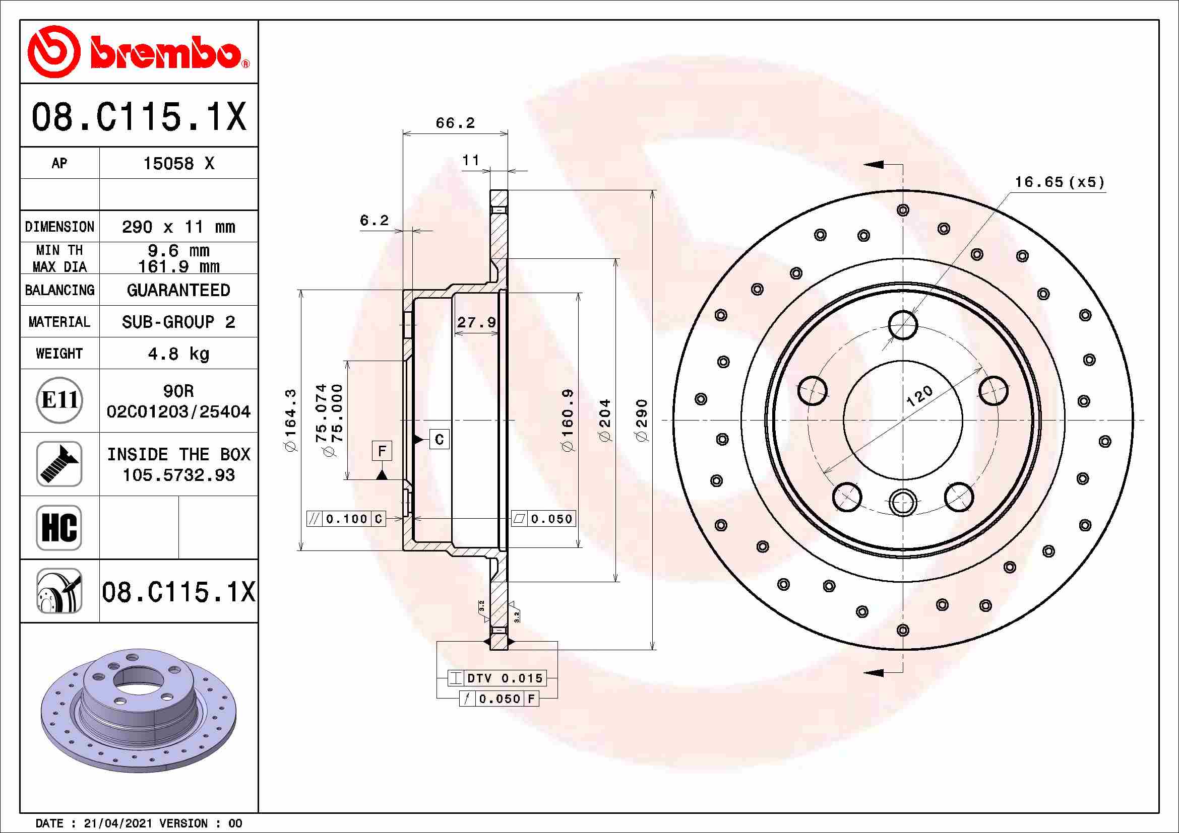 Brembo Remschijven 08.C115.1X