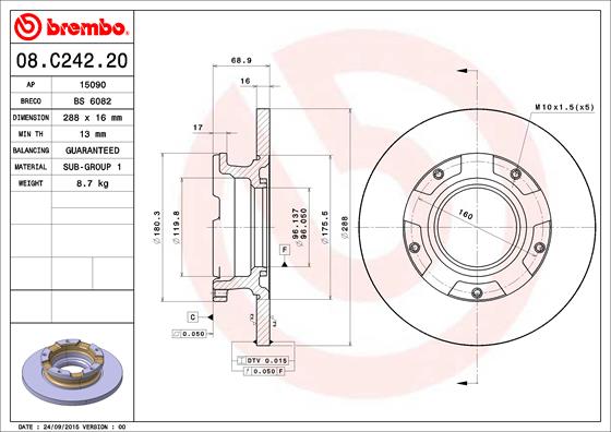 Brembo Remschijven 08.C242.20