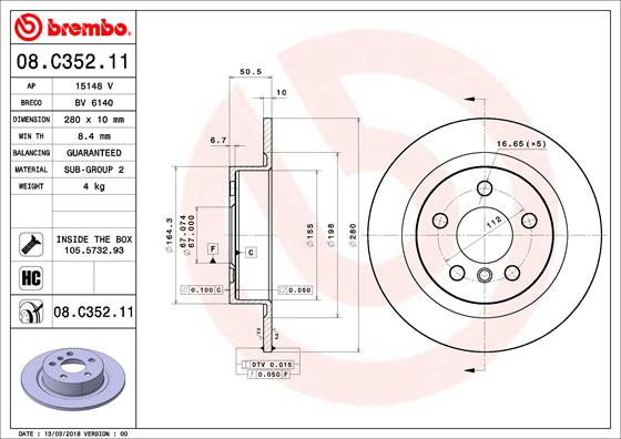 Brembo Remschijven 08.C352.11