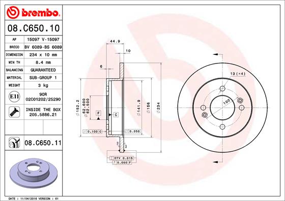 Brembo Remschijven 08.C650.11