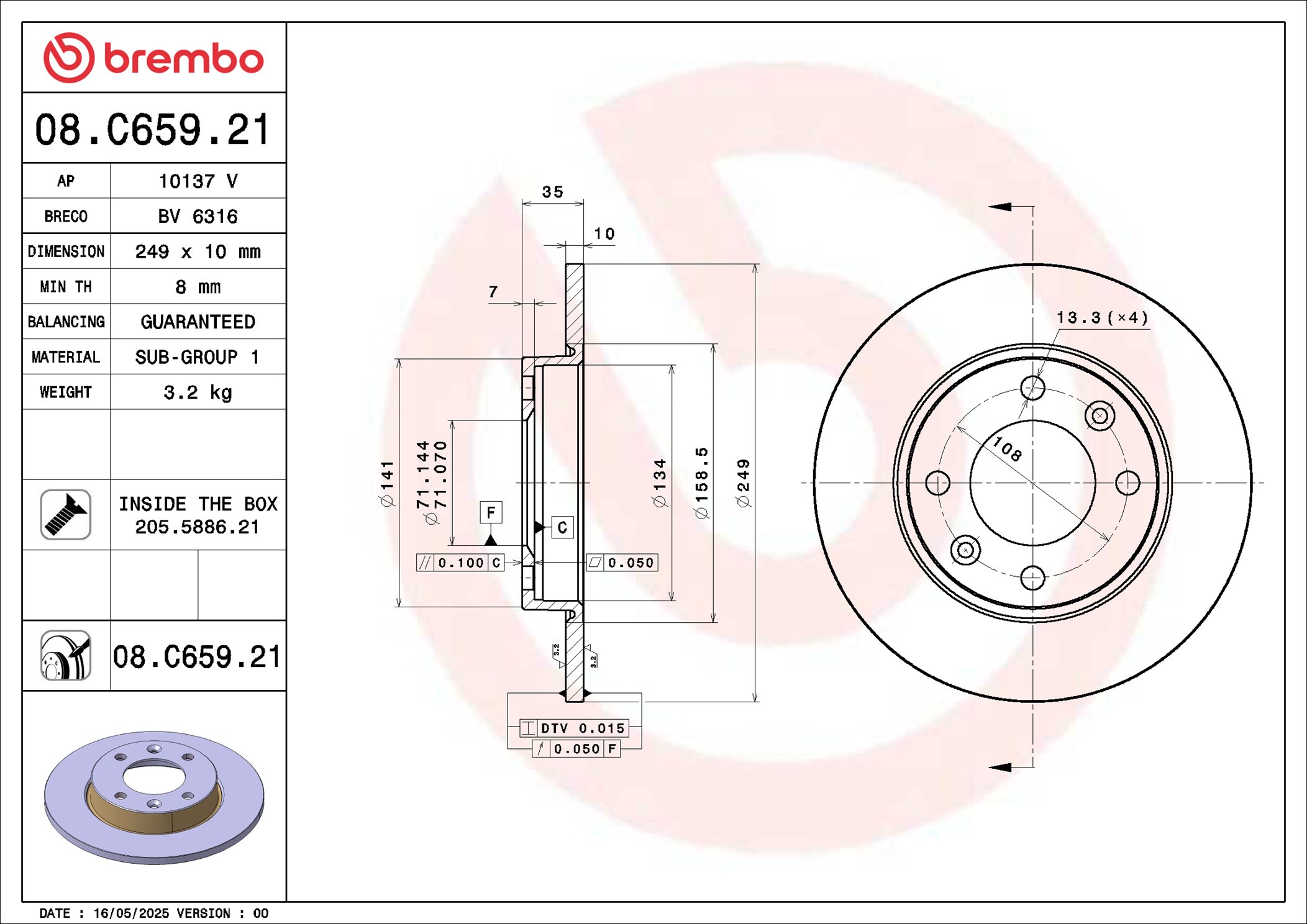Brembo Remschijf 08.C659.21