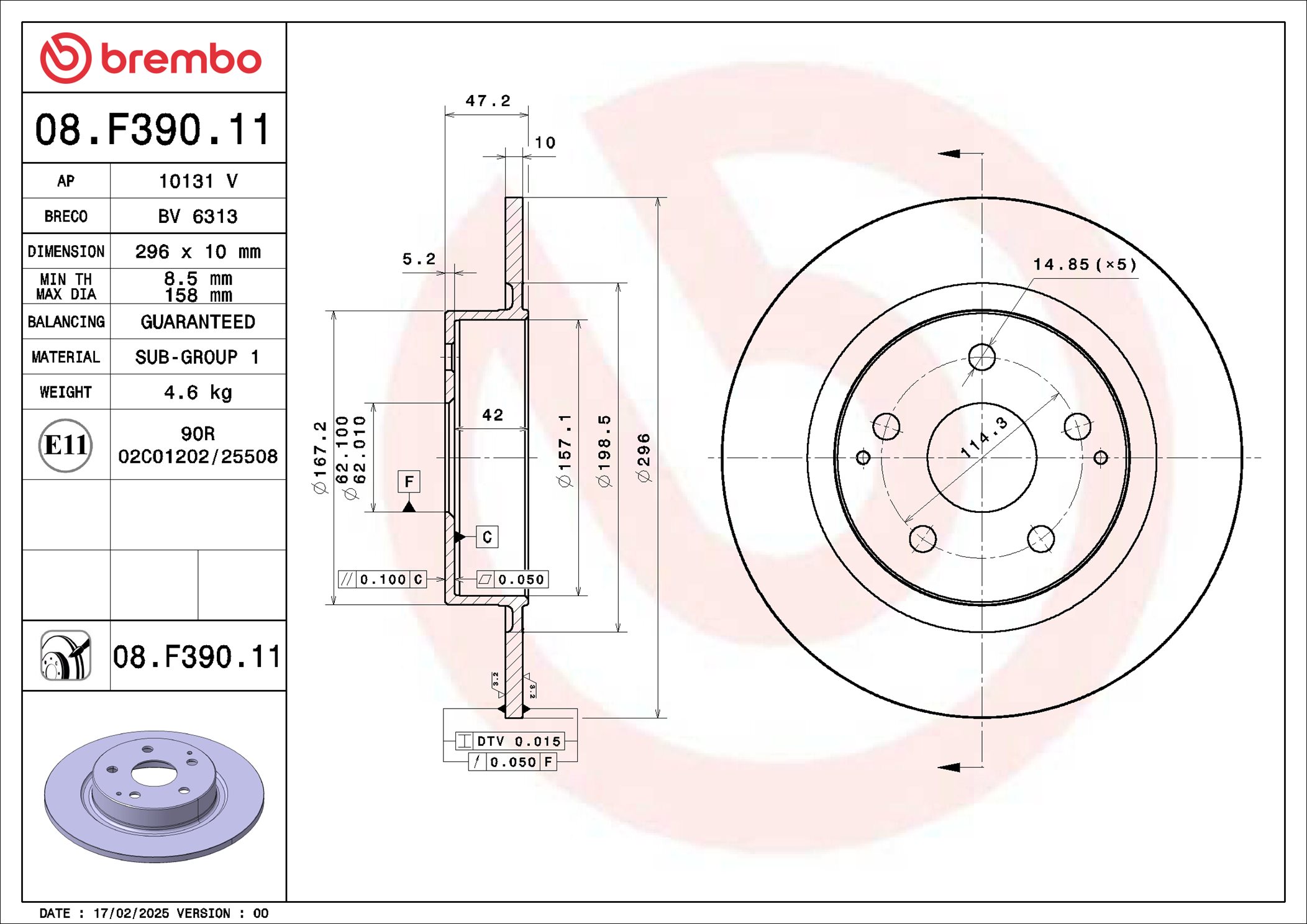 Brembo Remschijf 08.F390.11