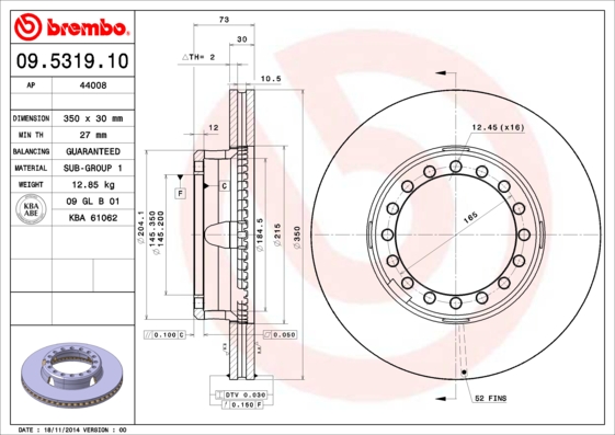 Brembo Remschijven 09.5319.10