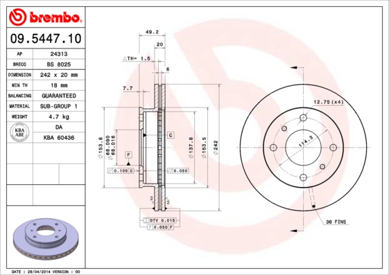 Brembo Remschijven 09.5447.10