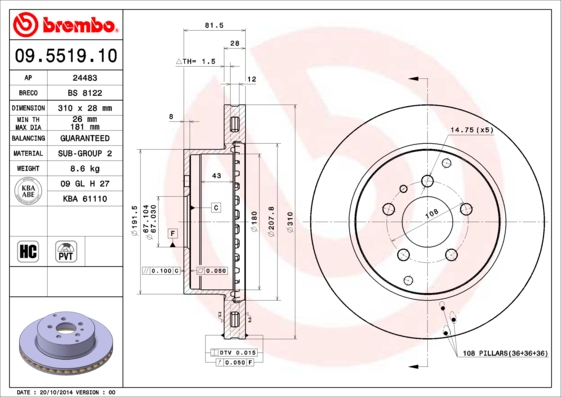 Brembo Remschijven 09.5519.10