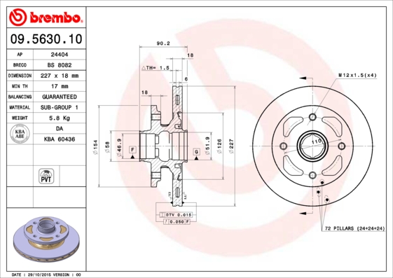 Brembo Remschijven 09.5630.10