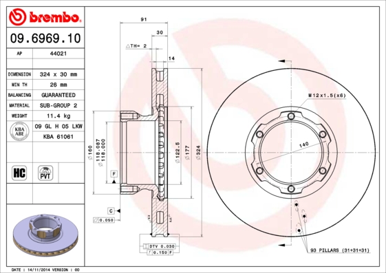 Brembo Remschijven 09.6969.10