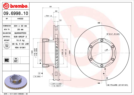Brembo Remschijven 09.6998.10