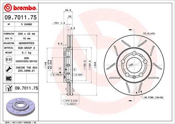 Brembo Remschijven 09.7011.75