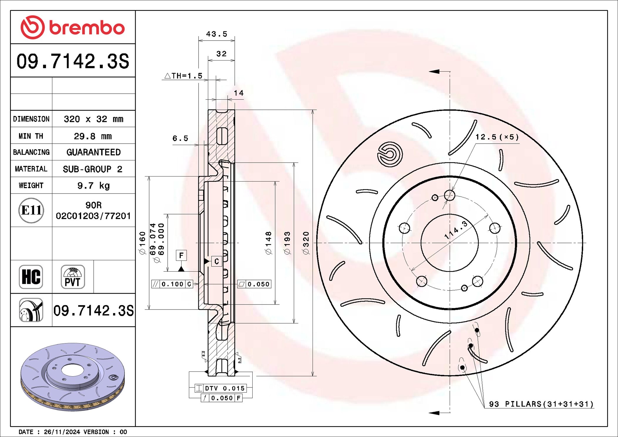 Brembo Remschijf 09.7142.3S