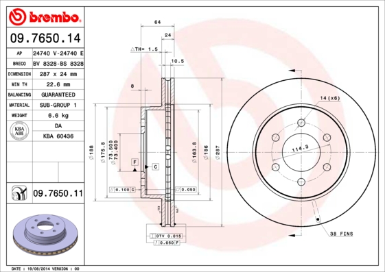 Brembo Remschijven 09.7650.11