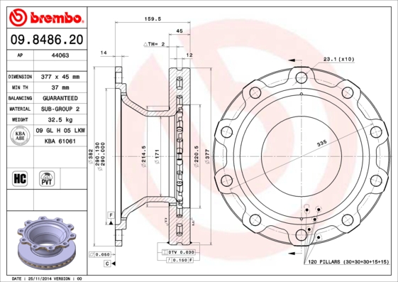 Brembo Remschijven 09.8486.20