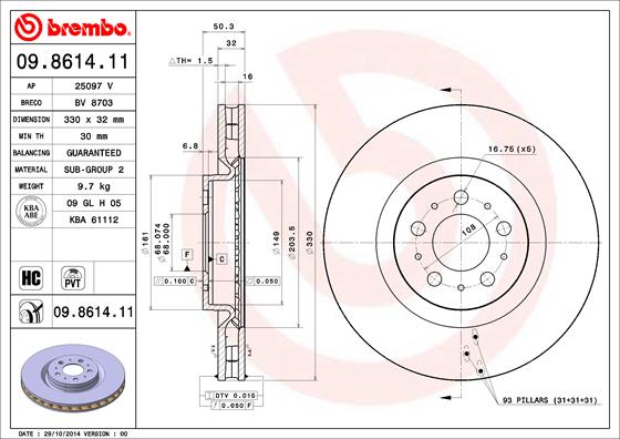 Brembo Remschijven 09.8614.11