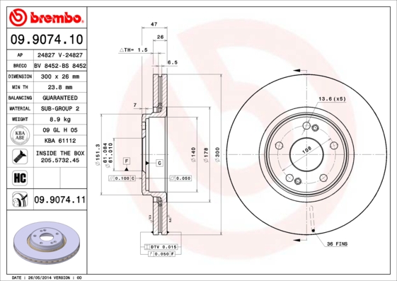 Brembo Remschijven 09.9074.11