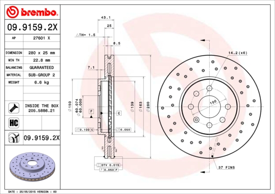 Brembo Remschijven 09.9159.2X