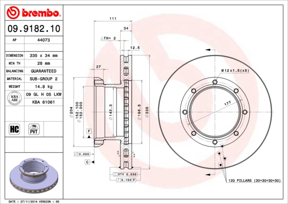 Brembo Remschijven 09.9182.10