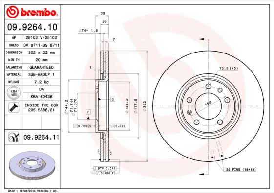 Brembo Remschijven 09.9264.11