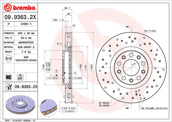 Brembo Remschijven 09.9363.2X