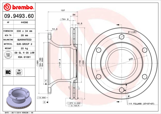 Brembo Remschijven 09.9493.60