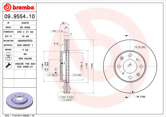 Brembo Remschijven 09.9554.10