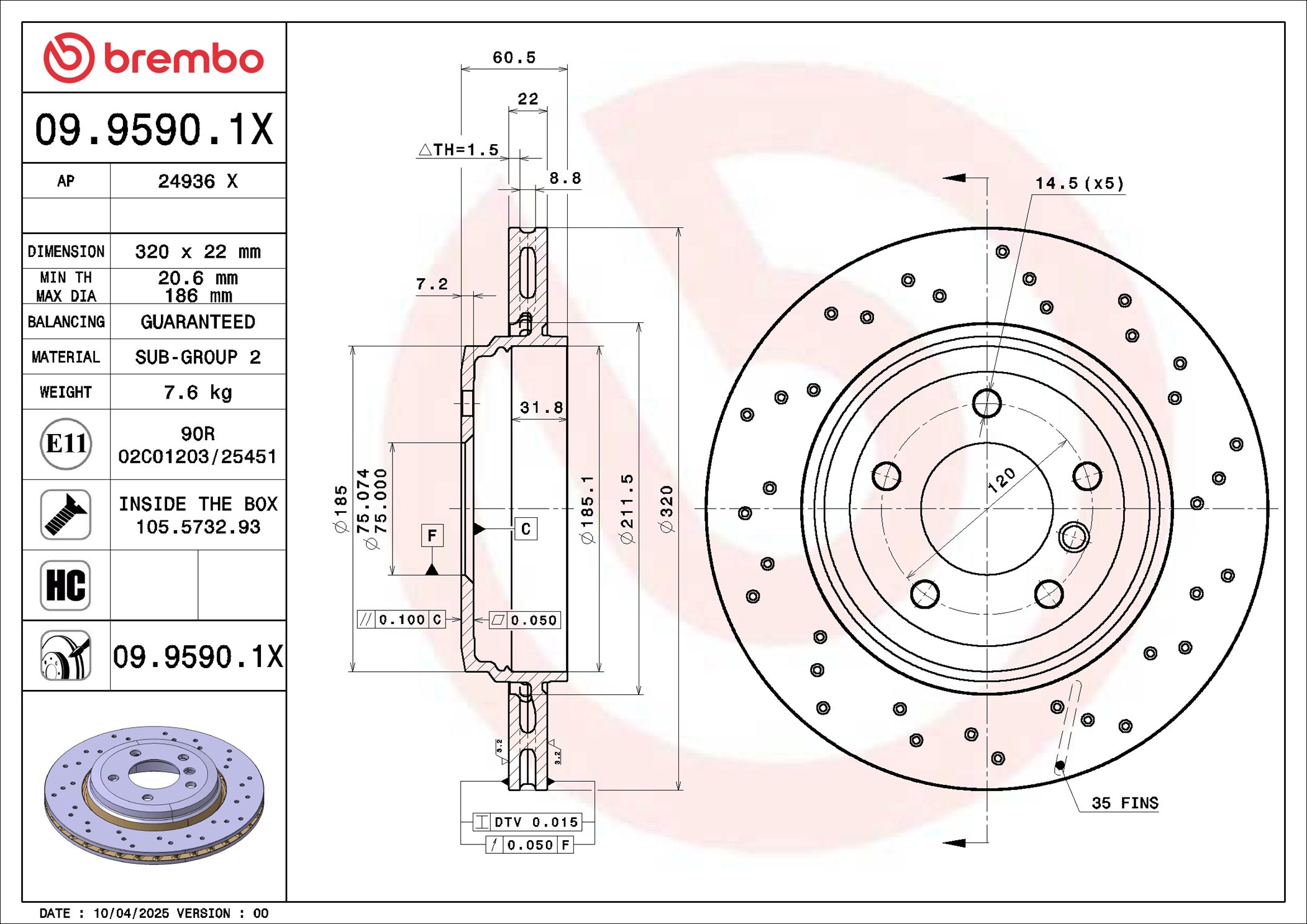 Brembo Remschijf 09.9590.1X
