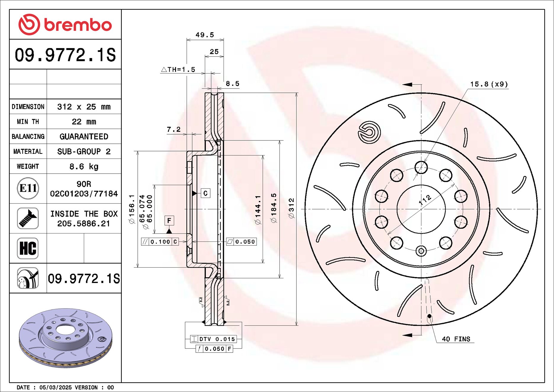 Brembo Remschijf 09.9772.1S