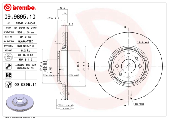 Brembo Remschijven 09.9895.11