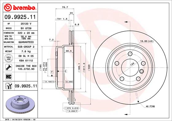 Brembo Remschijven 09.9925.11