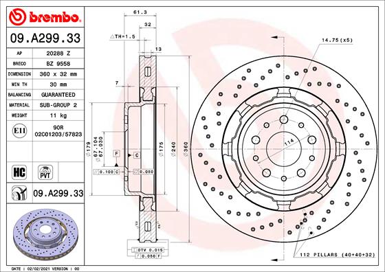 Brembo Remschijven 09.A299.33