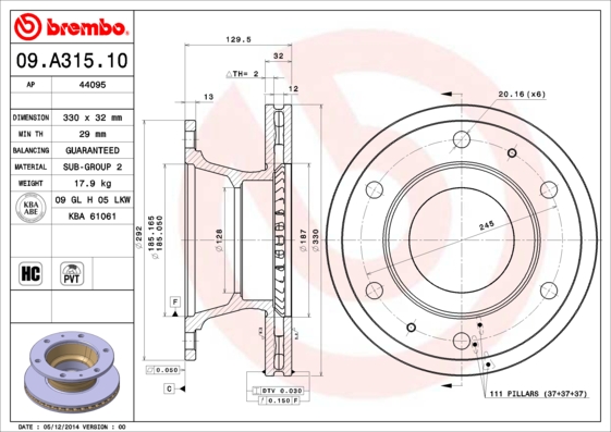 Brembo Remschijven 09.A315.10