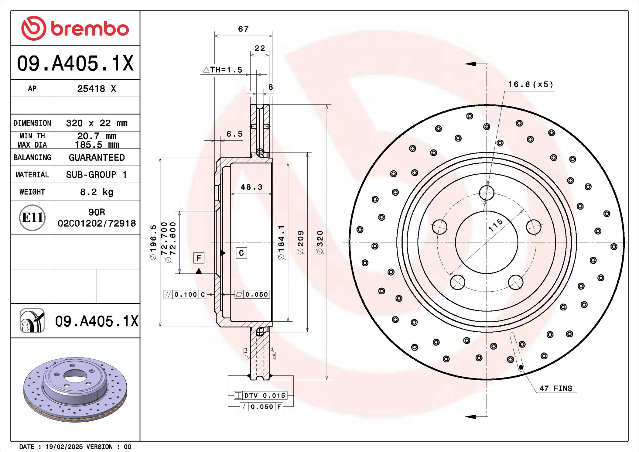 Brembo Remschijf 09.A405.1X