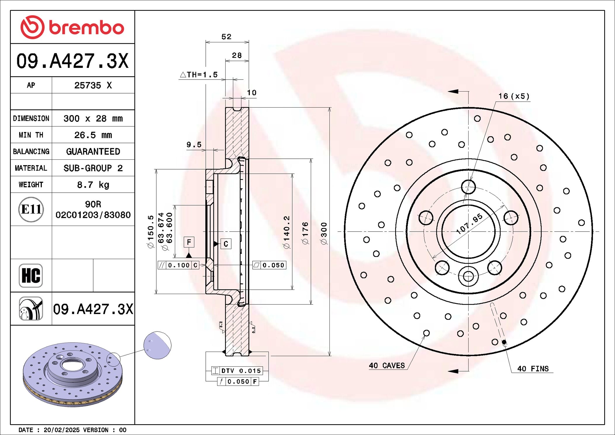 Brembo Remschijf 09.A427.3X
